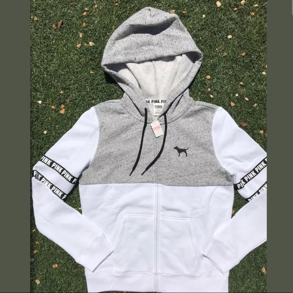 Victoria's Secret PINK Logo Hoodie Full Zip Gray